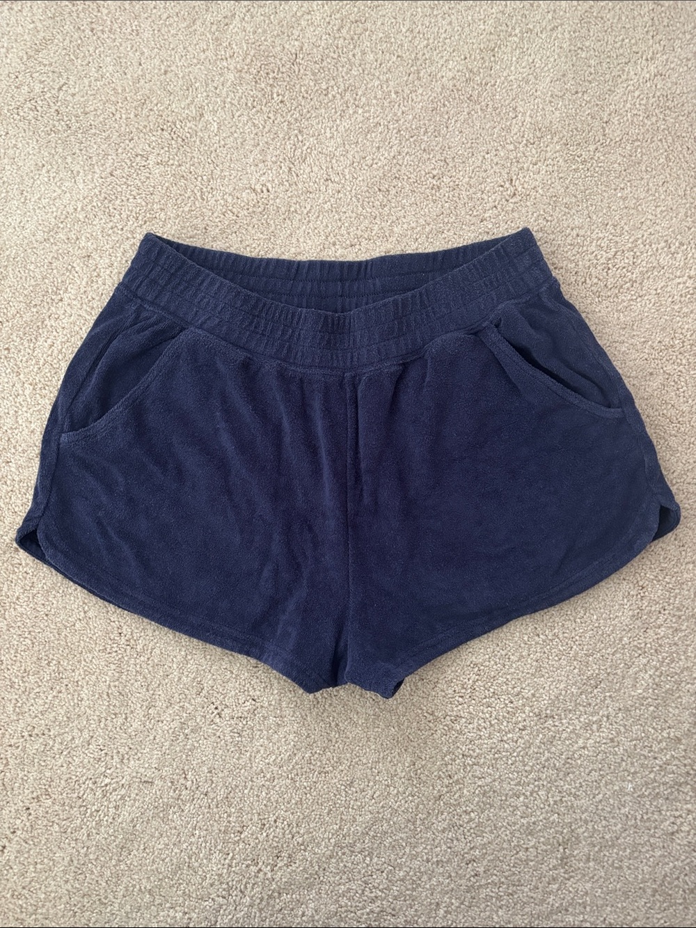 Offline by Aerie Navy Blue Terry Cloth Shorts 2” Inseam Size Small